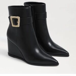 Sam Edelman Black Wedge Booties with Buckle